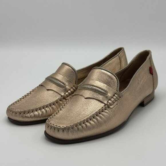 Marc Joseph NY Rose Gold Leather Loafers Flats Swan Street Metallic Size 8 - Picture 3 of 14